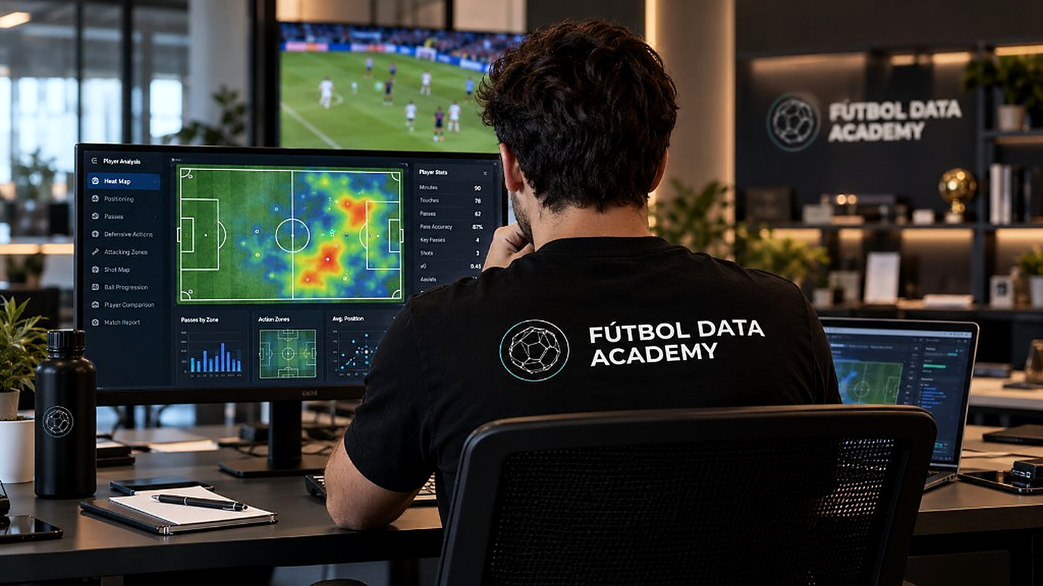 Analista de Fútbol Data Academy revisando un mapa de calor